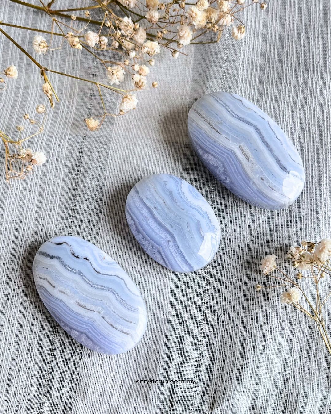 Blue Lace Agate Palm Stone