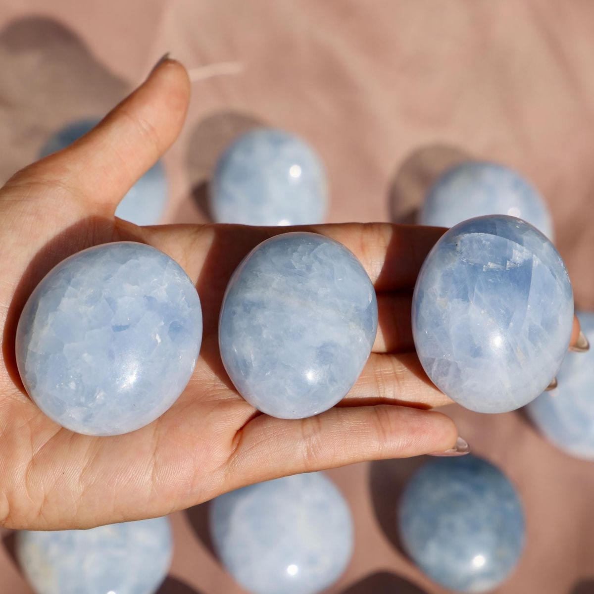 Celestite Palm Stone