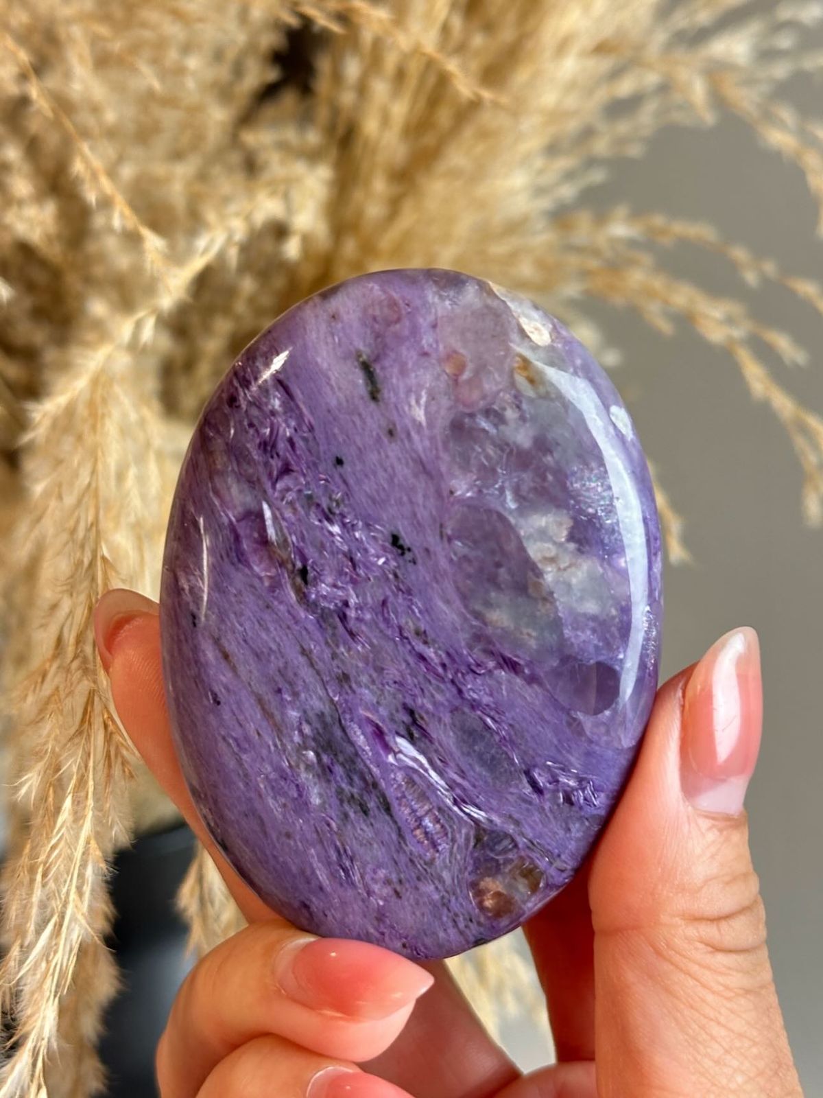 Charoite Palm Stone