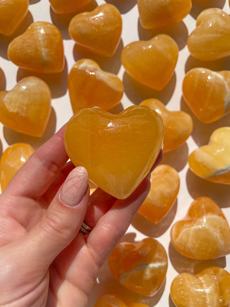 Honey Calcite Heart
